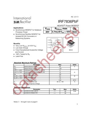 IRF7836PBF datasheet  